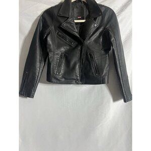 BLANK NYC Girls Vegan Leather Moto Biker Cropped Jacket Goth Sz L